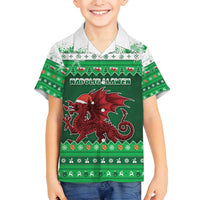 Wales Christmas Family Matching Off Shoulder Maxi Dress and Hawaiian Shirt Cymru Dragon Nadolig Llawen - Wonder Print Shop