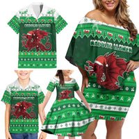 Wales Christmas Family Matching Off Shoulder Short Dress and Hawaiian Shirt Cymru Dragon Nadolig Llawen - Wonder Print Shop