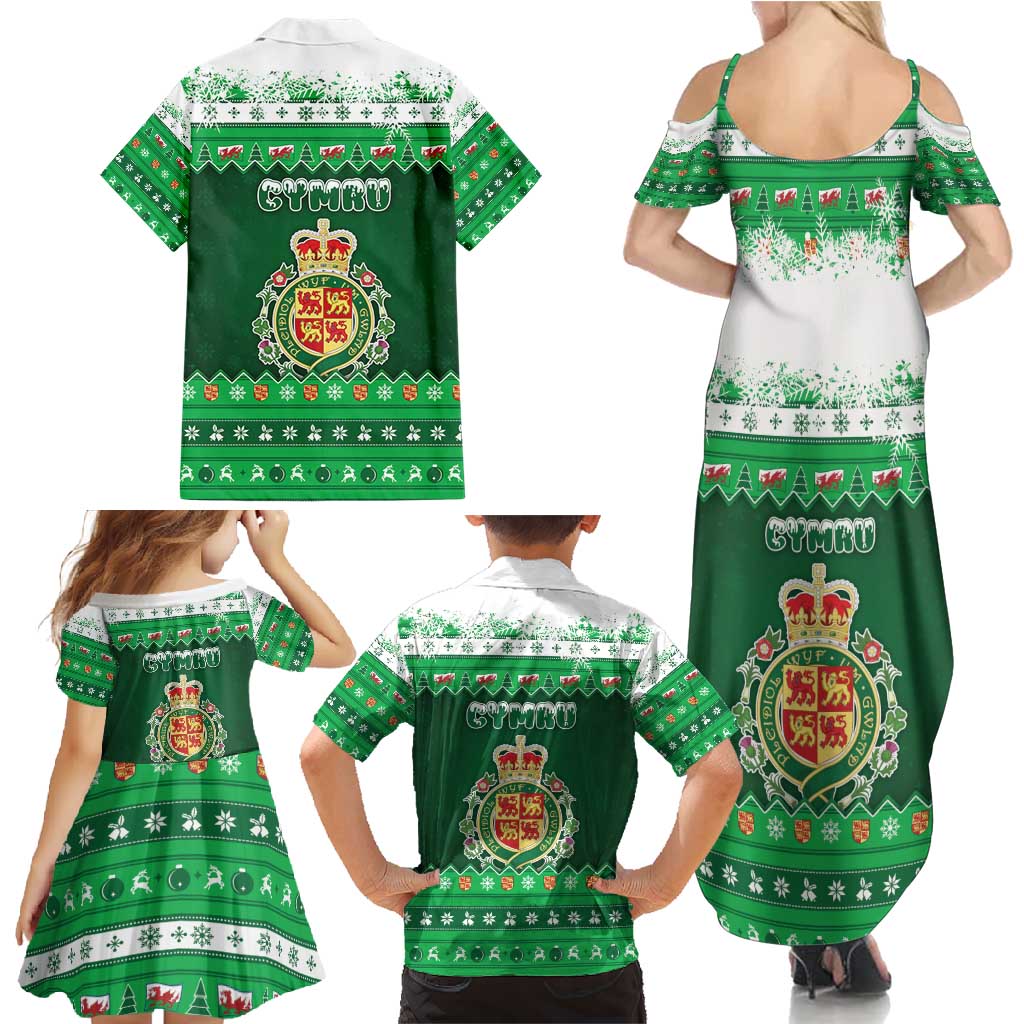 Wales Christmas Family Matching Summer Maxi Dress and Hawaiian Shirt Cymru Dragon Nadolig Llawen - Wonder Print Shop