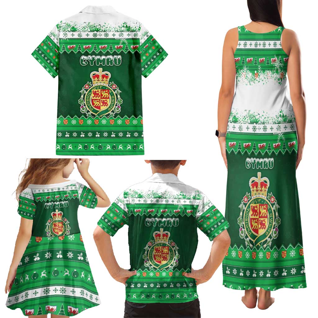 Wales Christmas Family Matching Tank Maxi Dress and Hawaiian Shirt Cymru Dragon Nadolig Llawen - Wonder Print Shop