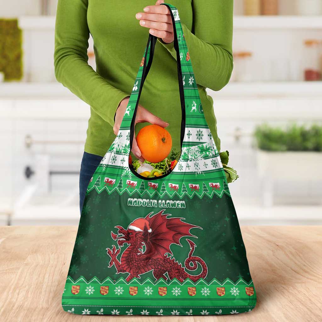 Wales Christmas Grocery Bag Cymru Dragon Nadolig Llawen - Wonder Print Shop