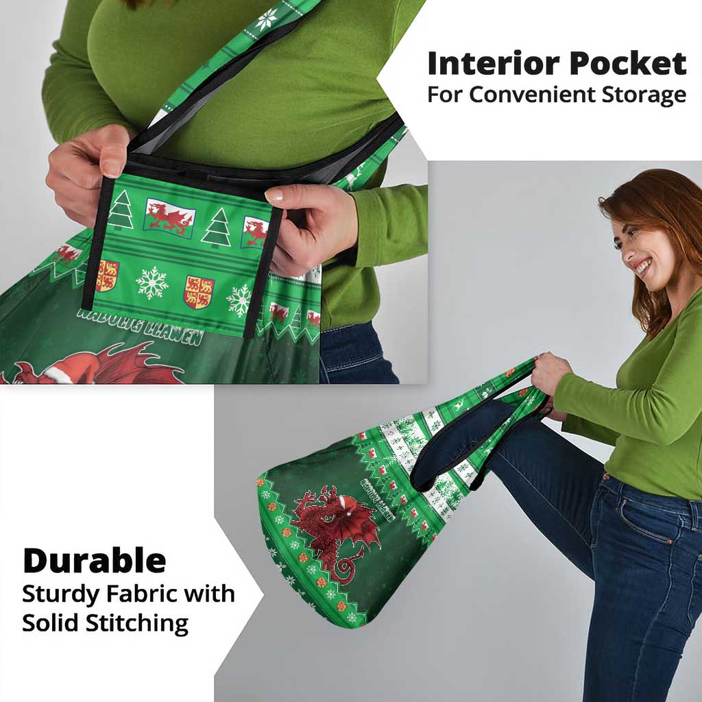 Wales Christmas Grocery Bag Cymru Dragon Nadolig Llawen - Wonder Print Shop