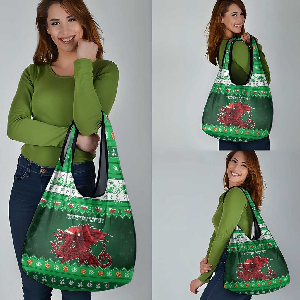 Wales Christmas Grocery Bag Cymru Dragon Nadolig Llawen - Wonder Print Shop