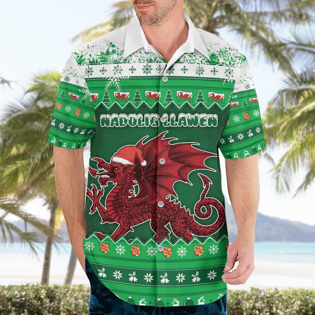 Wales Christmas Hawaiian Shirt Cymru Dragon Nadolig Llawen - Wonder Print Shop