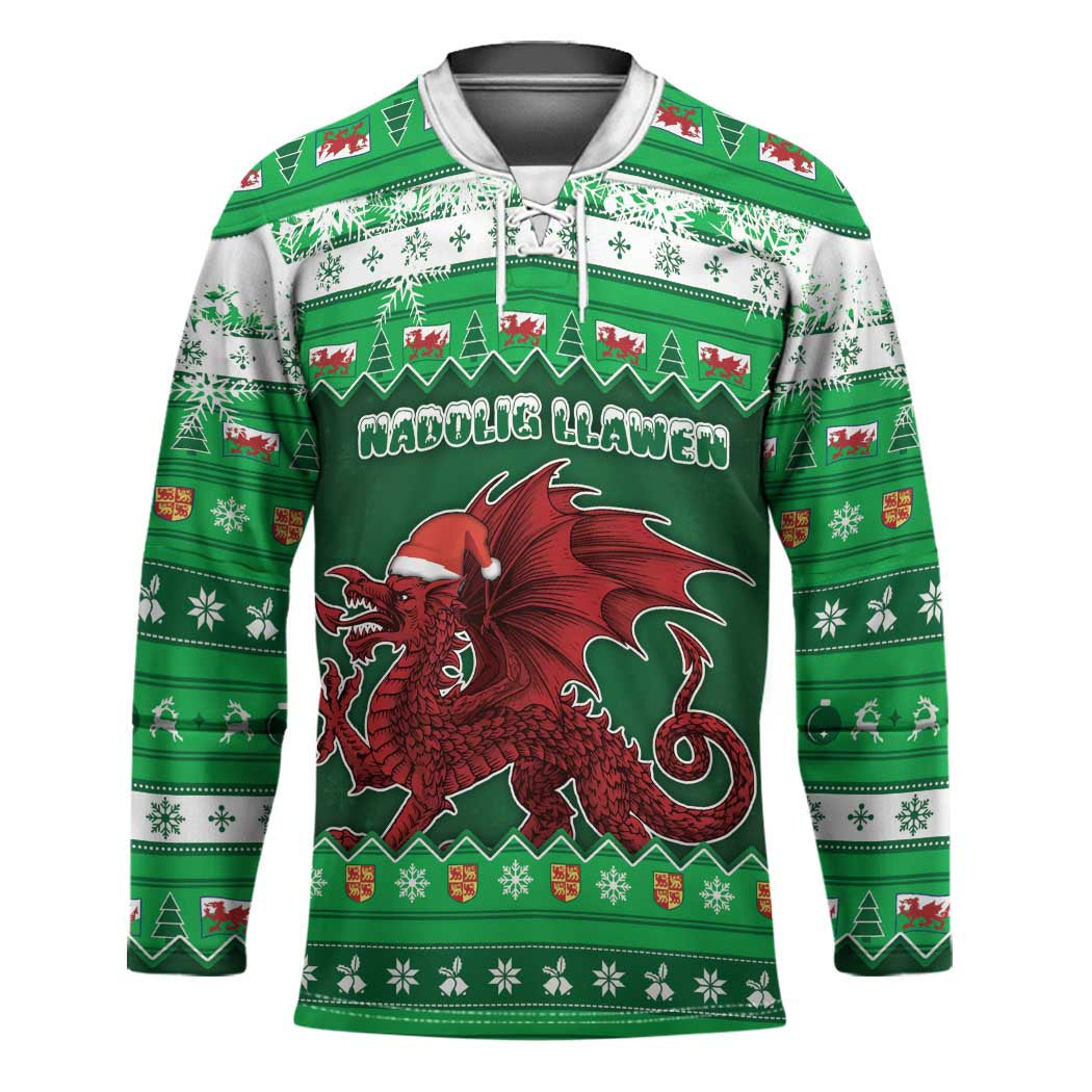 Wales Christmas Hockey Jersey Cymru Dragon Nadolig Llawen - Wonder Print Shop