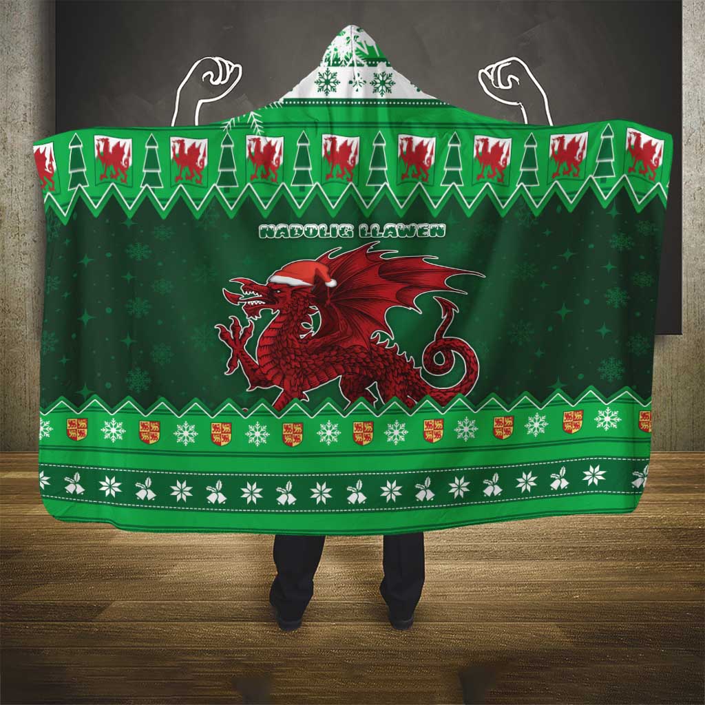 Wales Christmas Hooded Blanket Cymru Dragon Nadolig Llawen - Wonder Print Shop