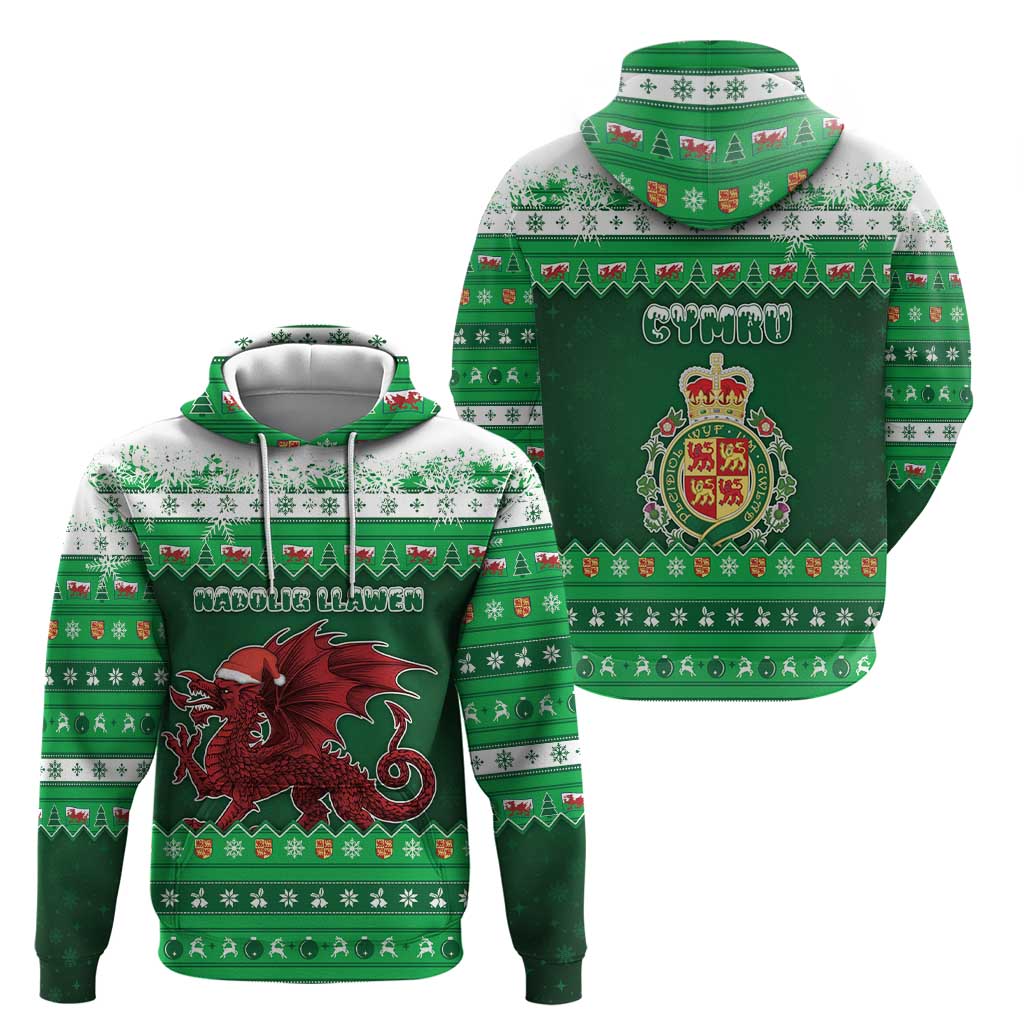 Wales Christmas Hoodie Cymru Dragon Nadolig Llawen - Wonder Print Shop