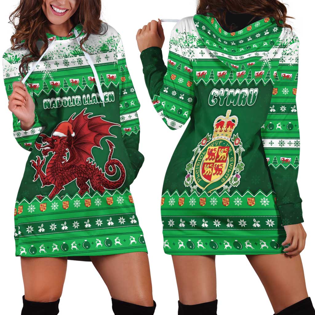 Wales Christmas Hoodie Dress Cymru Dragon Nadolig Llawen - Wonder Print Shop
