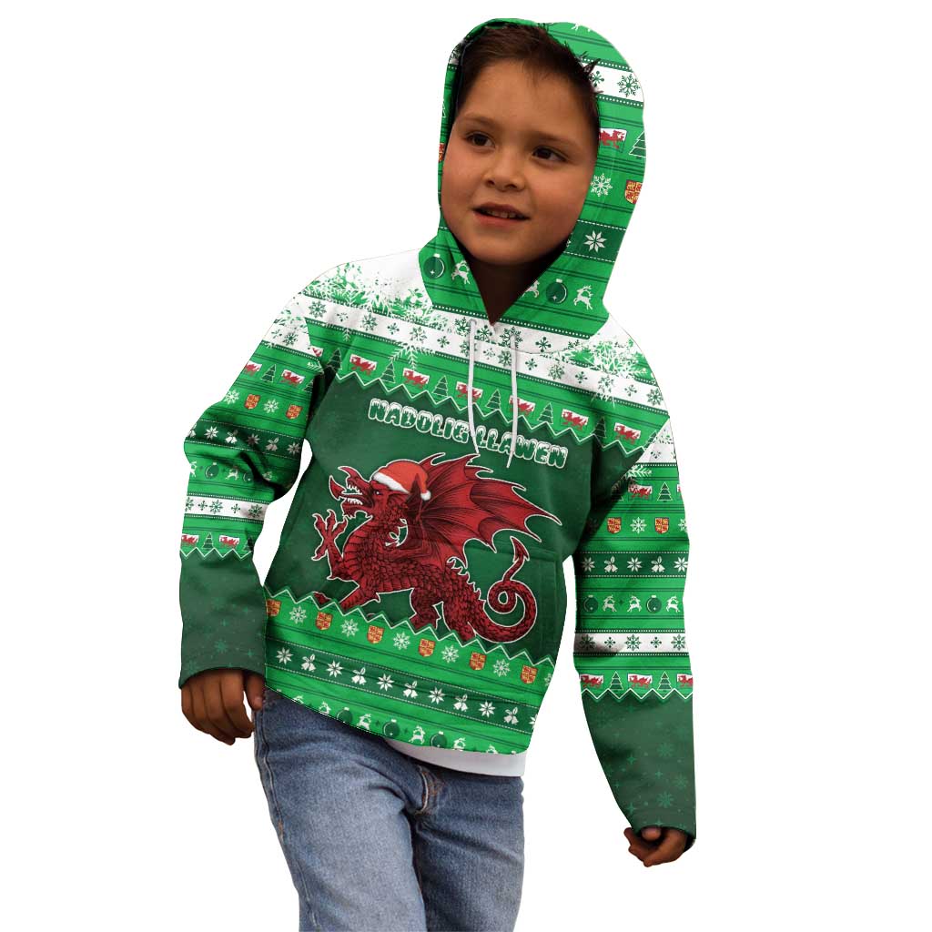 Wales Christmas Kid Hoodie Cymru Dragon Nadolig Llawen - Wonder Print Shop