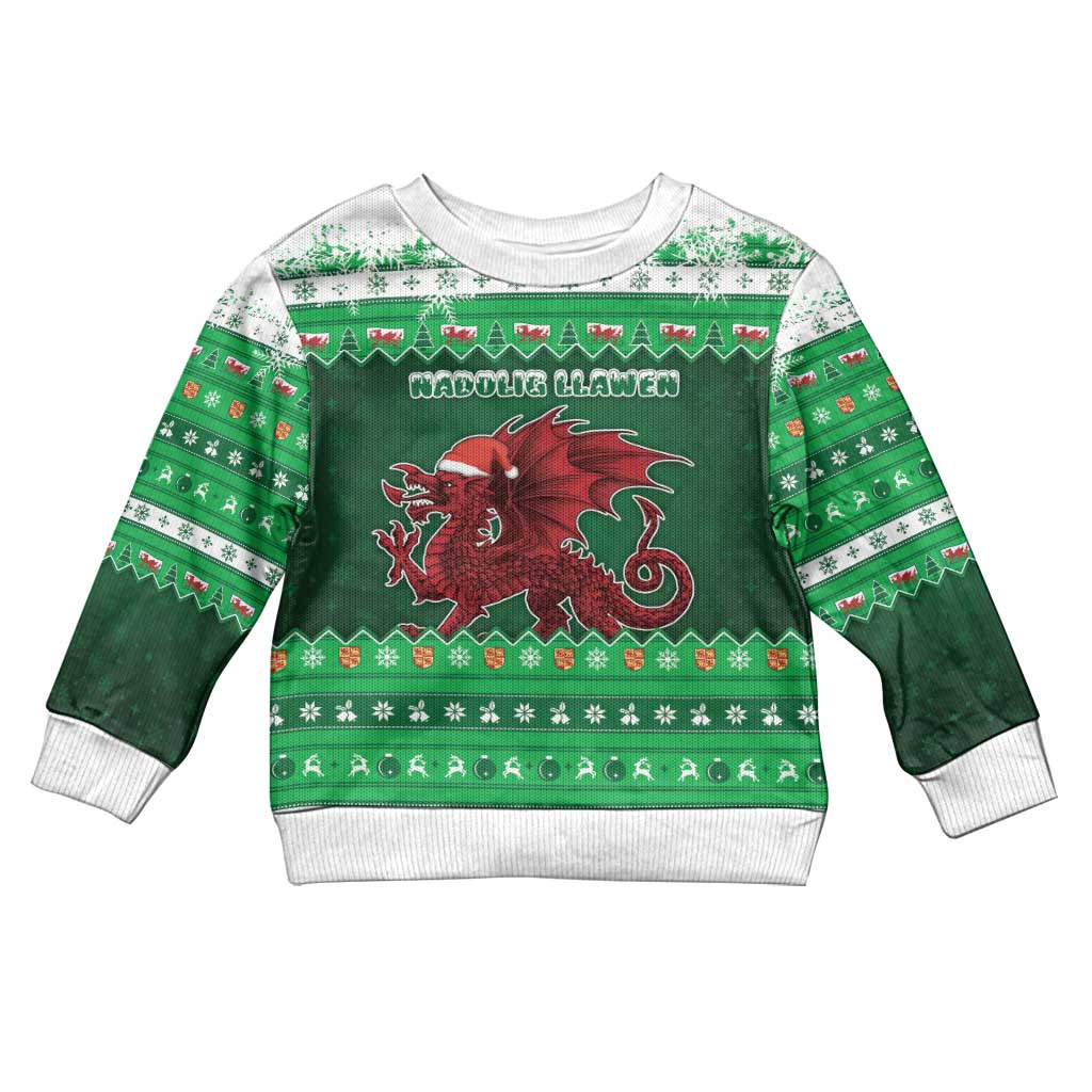 Wales Christmas Kid Ugly Christmas Sweater Cymru Dragon Nadolig Llawen - Wonder Print Shop