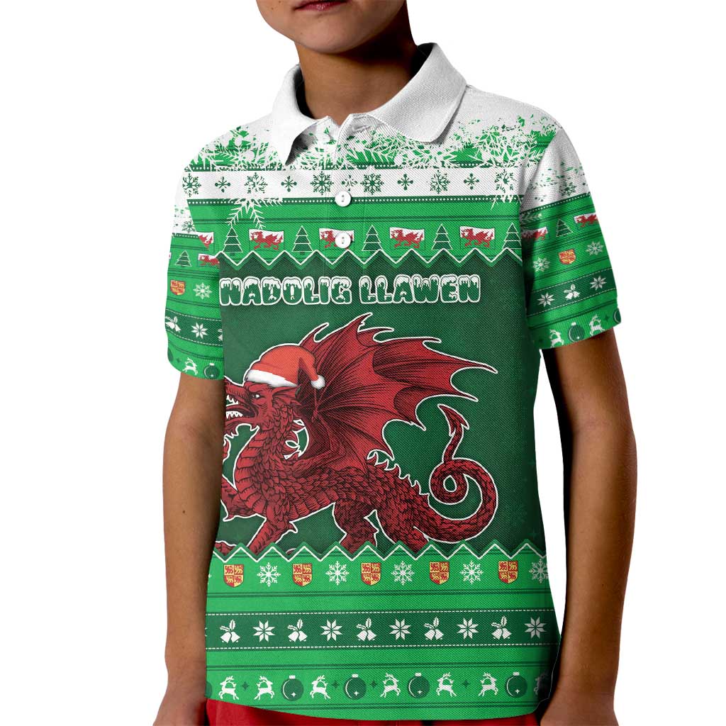 Wales Christmas Kid Polo Shirt Cymru Dragon Nadolig Llawen - Wonder Print Shop