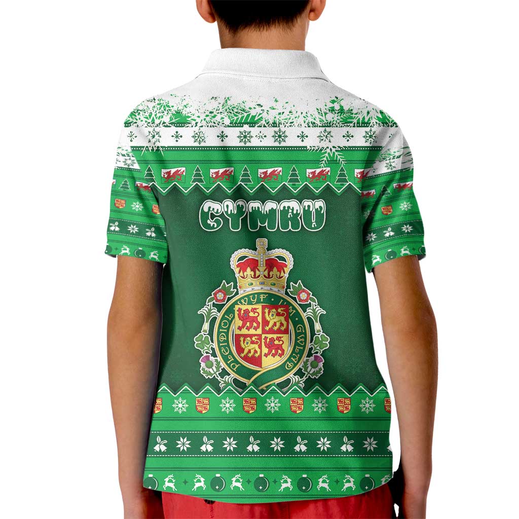 Wales Christmas Kid Polo Shirt Cymru Dragon Nadolig Llawen - Wonder Print Shop