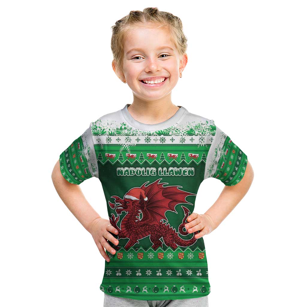 Wales Christmas Kid T Shirt Cymru Dragon Nadolig Llawen - Wonder Print Shop