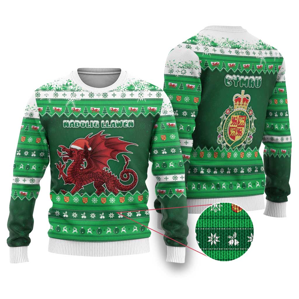 Wales Christmas Ugly Christmas Sweater Cymru Dragon Nadolig Llawen - Wonder Print Shop