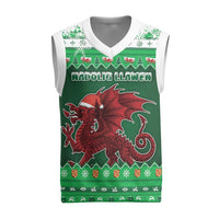 Wales Christmas Knitted V-Neck Vest Cymru Dragon Nadolig Llawen - Wonder Print Shop