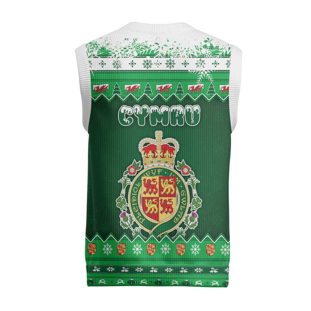 Wales Christmas Knitted V-Neck Vest Cymru Dragon Nadolig Llawen - Wonder Print Shop