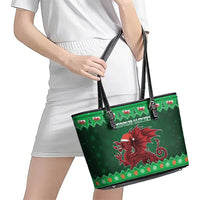 Wales Christmas Leather Tote Bag Cymru Dragon Nadolig Llawen - Wonder Print Shop