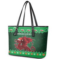 Wales Christmas Leather Tote Bag Cymru Dragon Nadolig Llawen - Wonder Print Shop