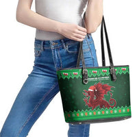 Wales Christmas Leather Tote Bag Cymru Dragon Nadolig Llawen - Wonder Print Shop