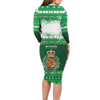 Wales Christmas Long Sleeve Bodycon Dress Cymru Dragon Nadolig Llawen - Wonder Print Shop
