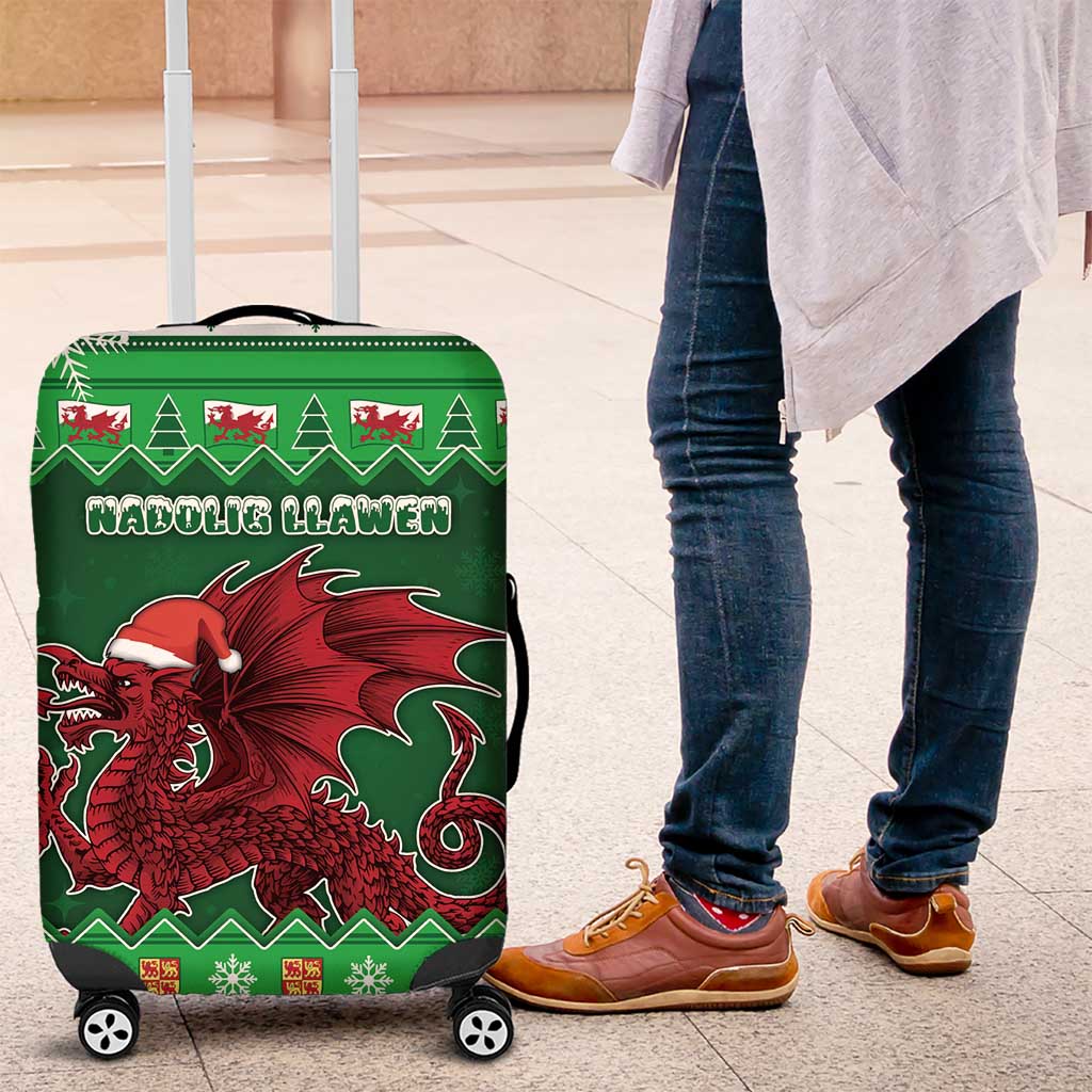 Wales Christmas Luggage Cover Cymru Dragon Nadolig Llawen - Wonder Print Shop