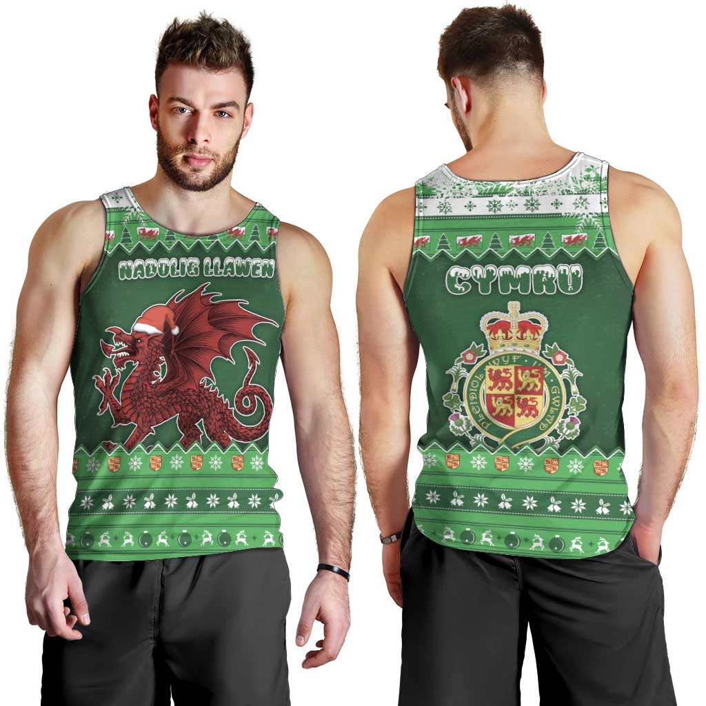 Wales Christmas Men Tank Top Cymru Dragon Nadolig Llawen - Wonder Print Shop
