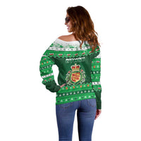 Wales Christmas Off Shoulder Sweater Cymru Dragon Nadolig Llawen - Wonder Print Shop