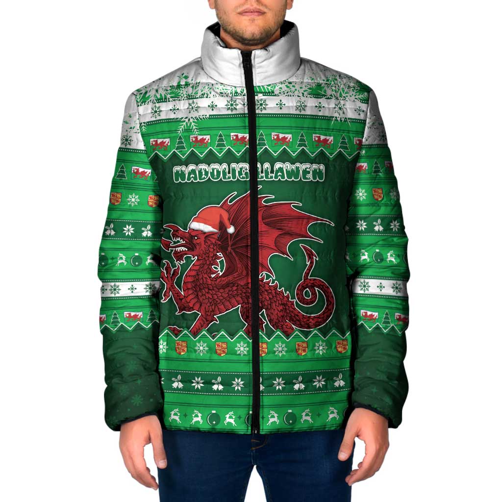Wales Christmas Padded Jacket Cymru Dragon Nadolig Llawen - Wonder Print Shop