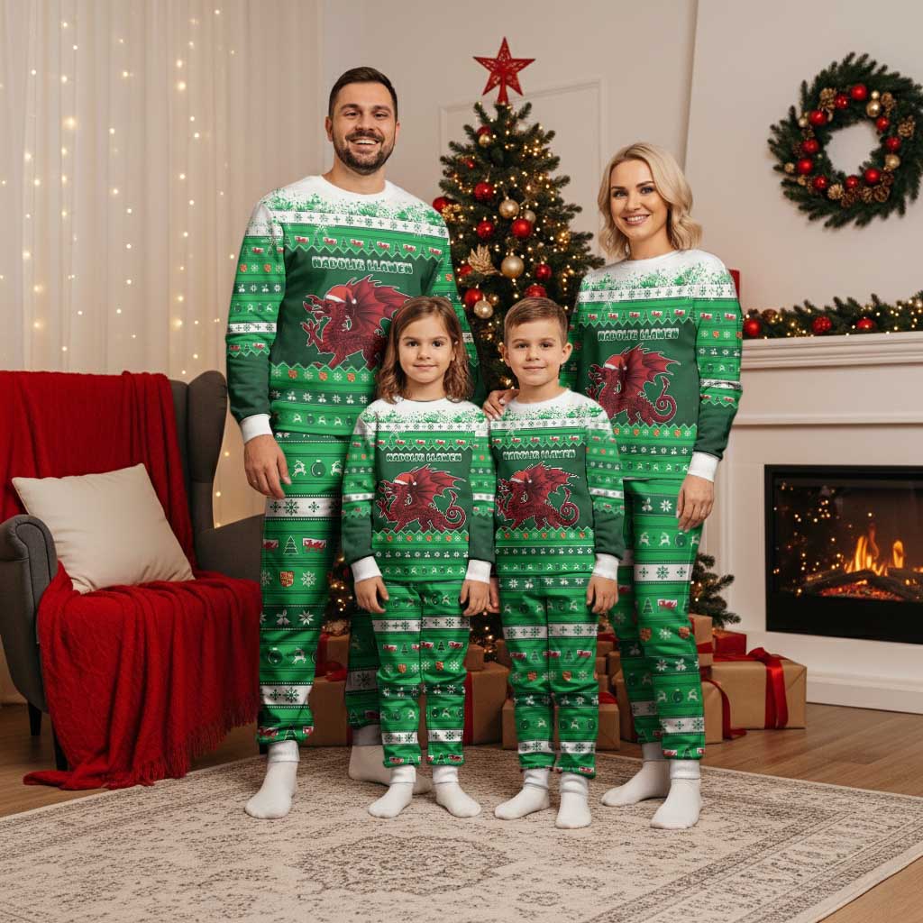 Wales Christmas Pajama Set Cymru Dragon Nadolig Llawen - Wonder Print Shop