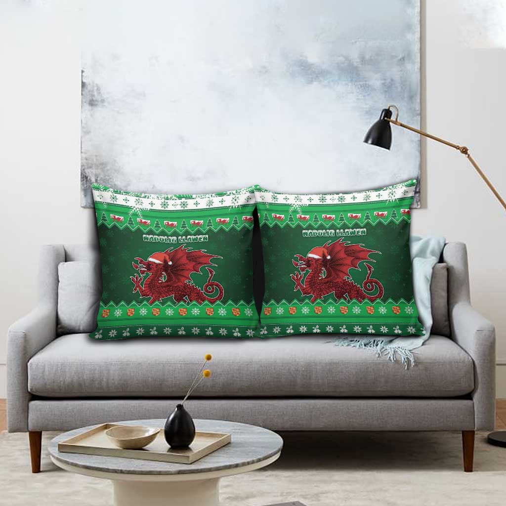 Wales Christmas Pillow Cover Cymru Dragon Nadolig Llawen - Wonder Print Shop