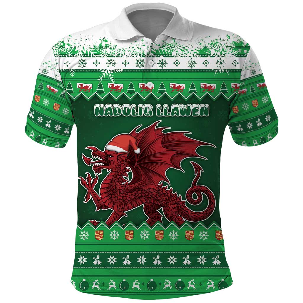 Wales Christmas Polo Shirt Cymru Dragon Nadolig Llawen - Wonder Print Shop