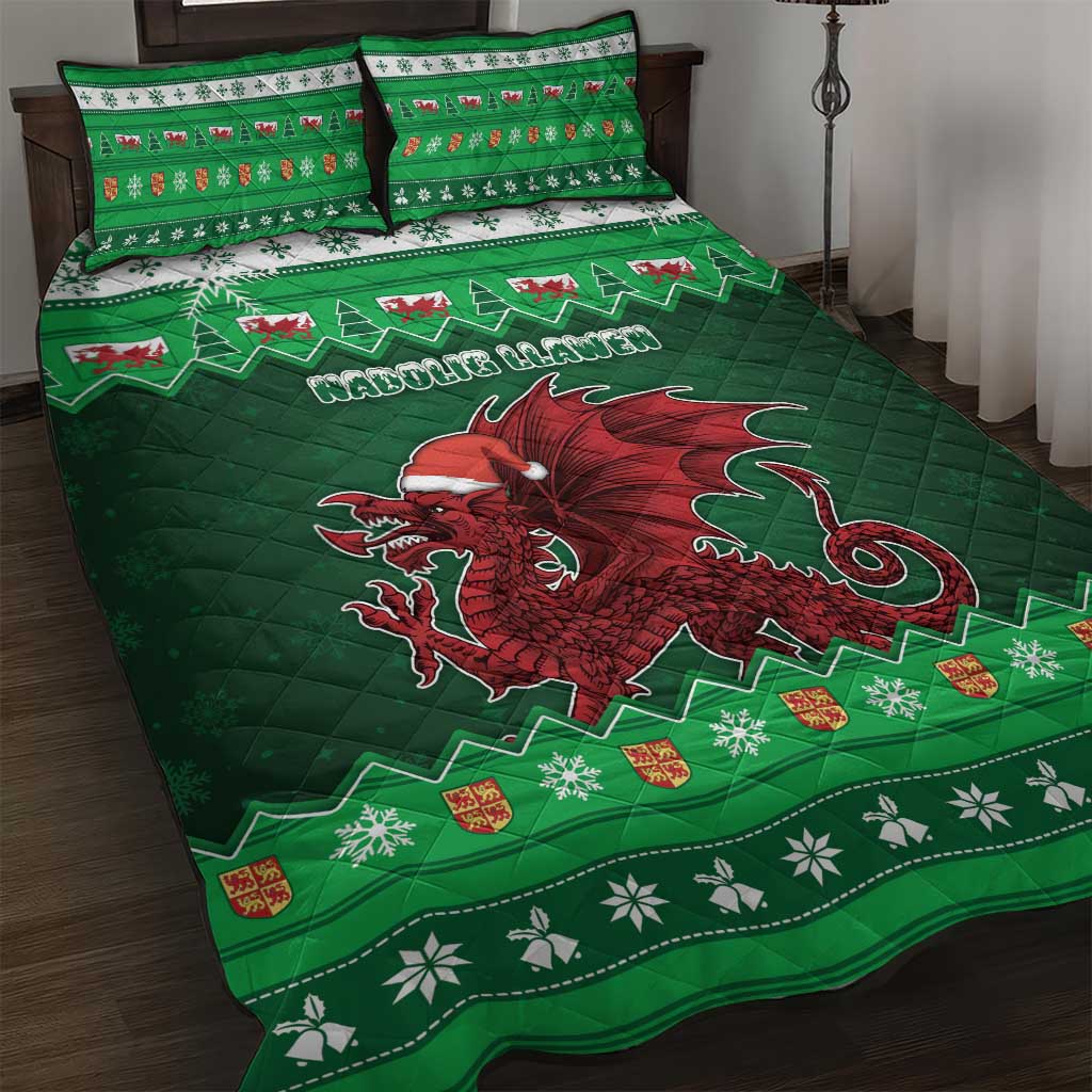 Wales Christmas Quilt Bed Set Cymru Dragon Nadolig Llawen - Wonder Print Shop
