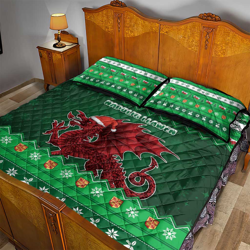 Wales Christmas Quilt Bed Set Cymru Dragon Nadolig Llawen - Wonder Print Shop