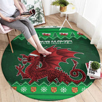 Wales Christmas Round Carpet Cymru Dragon Nadolig Llawen - Wonder Print Shop