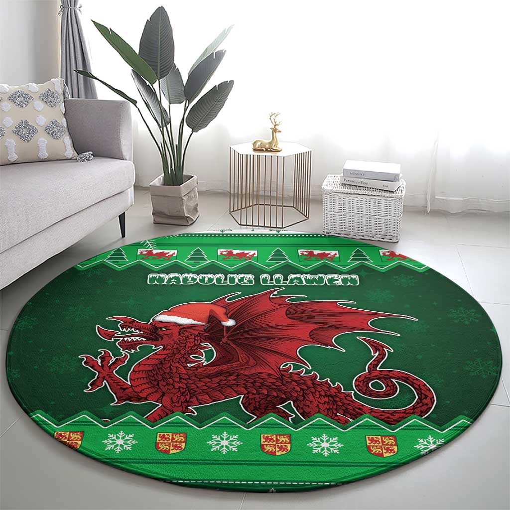 Wales Christmas Round Carpet Cymru Dragon Nadolig Llawen - Wonder Print Shop