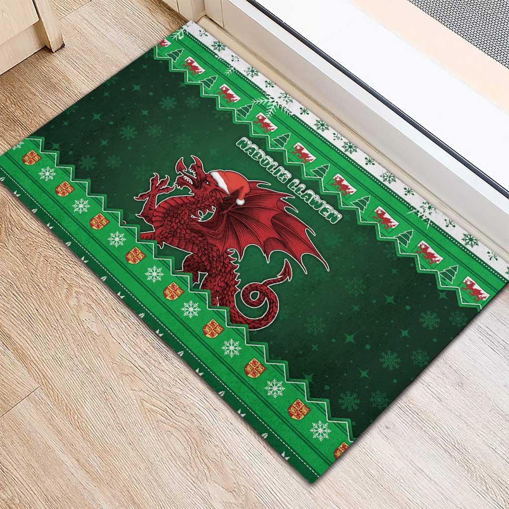 Wales Christmas Rubber Doormat Cymru Dragon Nadolig Llawen - Wonder Print Shop