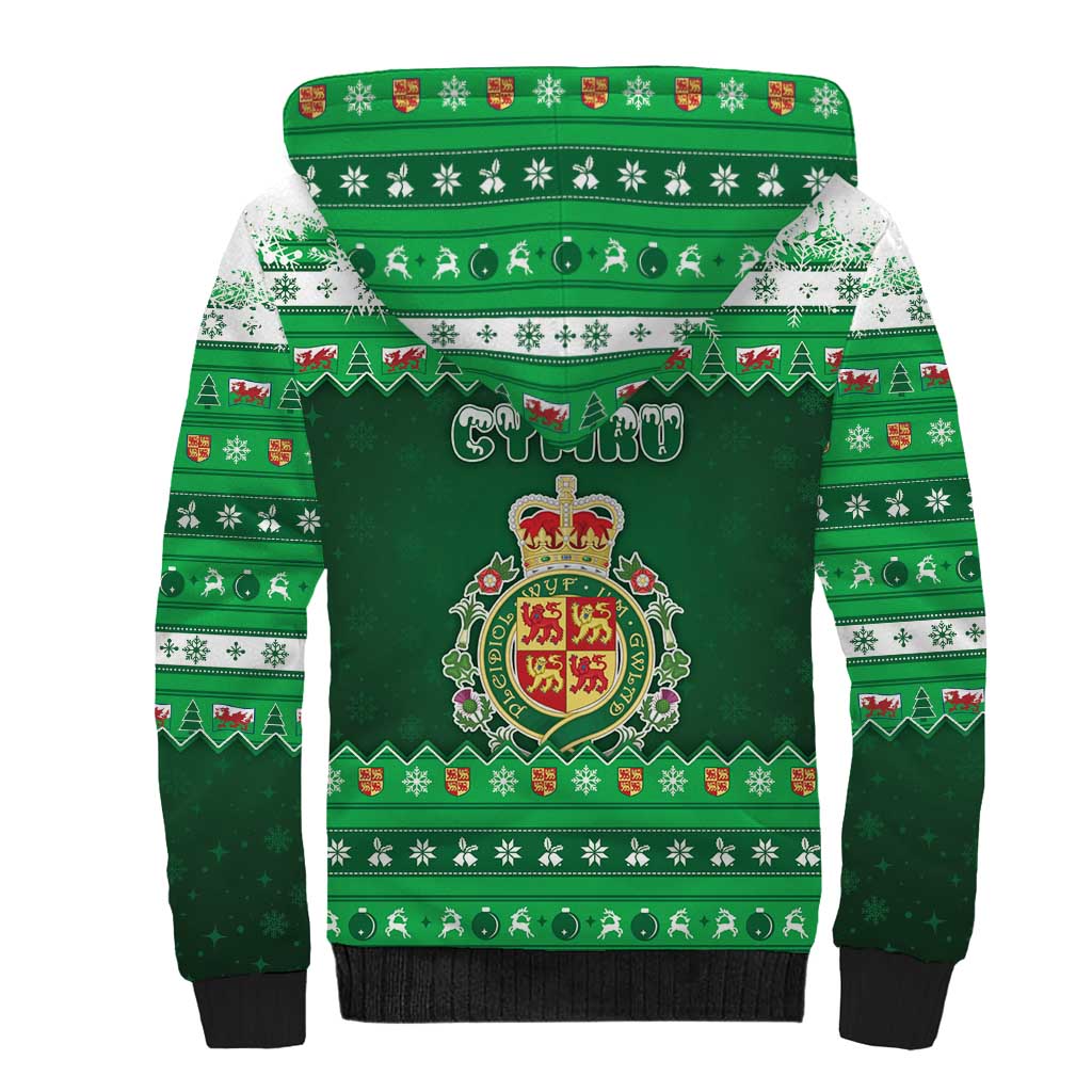 Wales Christmas Sherpa Hoodie Cymru Dragon Nadolig Llawen - Wonder Print Shop