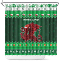 Wales Christmas Shower Curtain Cymru Dragon Nadolig Llawen - Wonder Print Shop