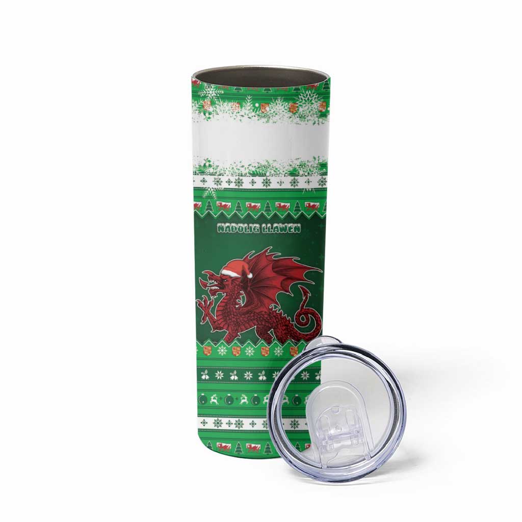 Wales Christmas Skinny Tumbler Cymru Dragon Nadolig Llawen - Wonder Print Shop