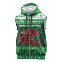 Wales Christmas Sleeveless Zip Hoodie Cymru Dragon Nadolig Llawen - Wonder Print Shop