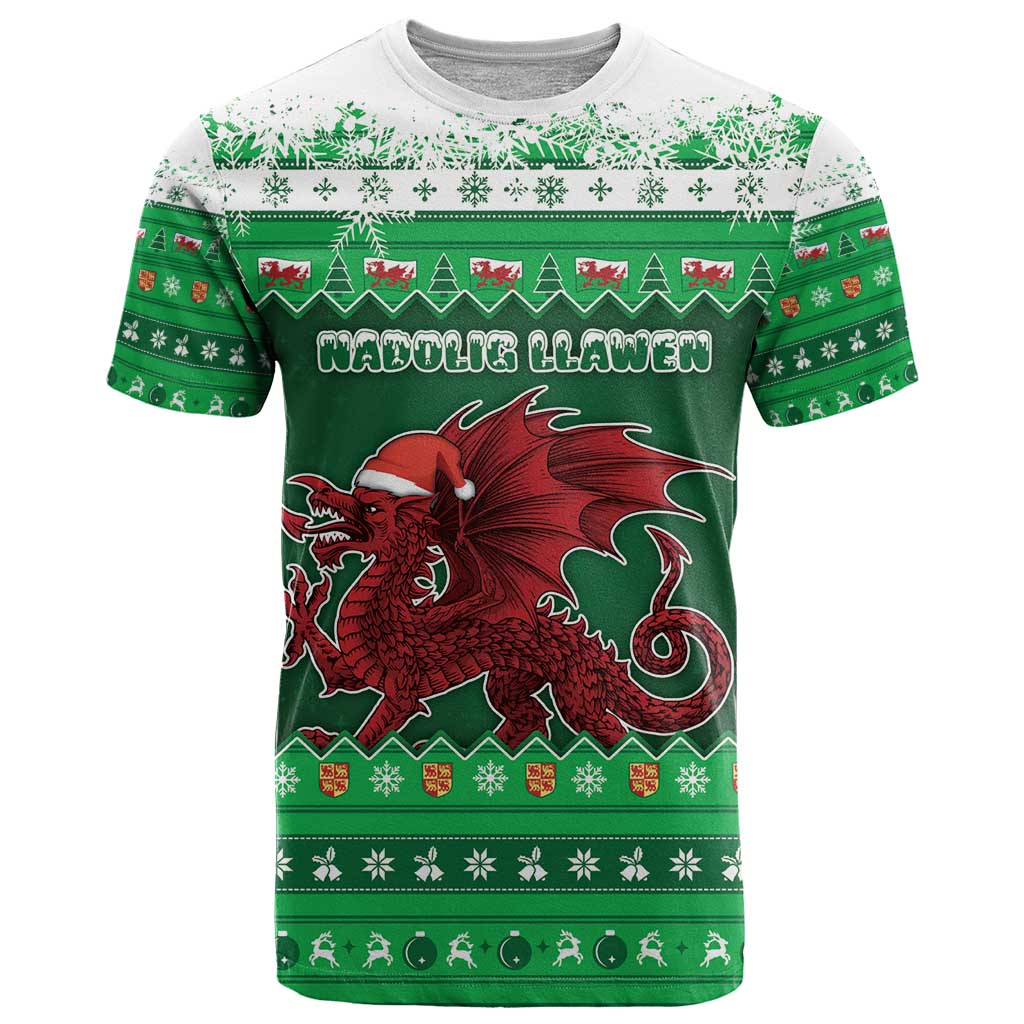 Wales Christmas T Shirt Cymru Dragon Nadolig Llawen - Wonder Print Shop