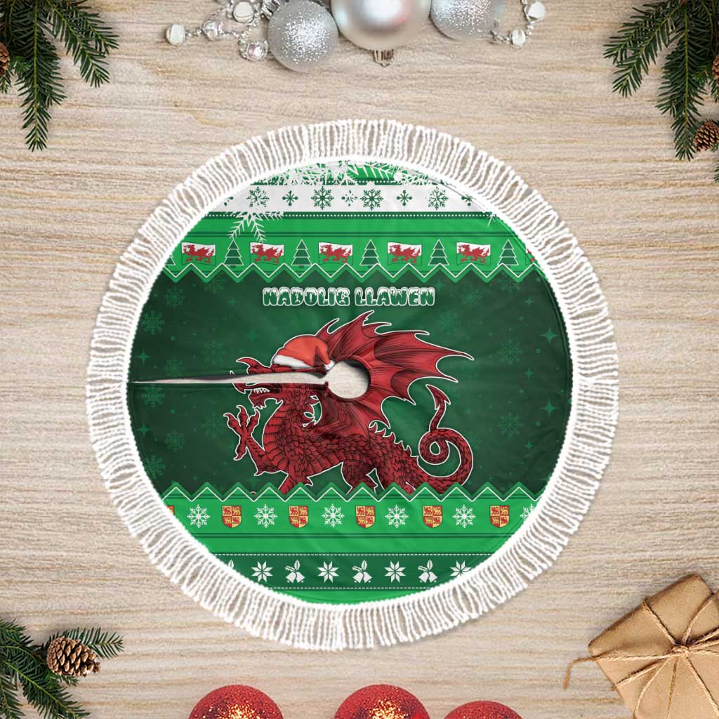 Wales Christmas Tree Skirt Cymru Dragon Nadolig Llawen - Wonder Print Shop