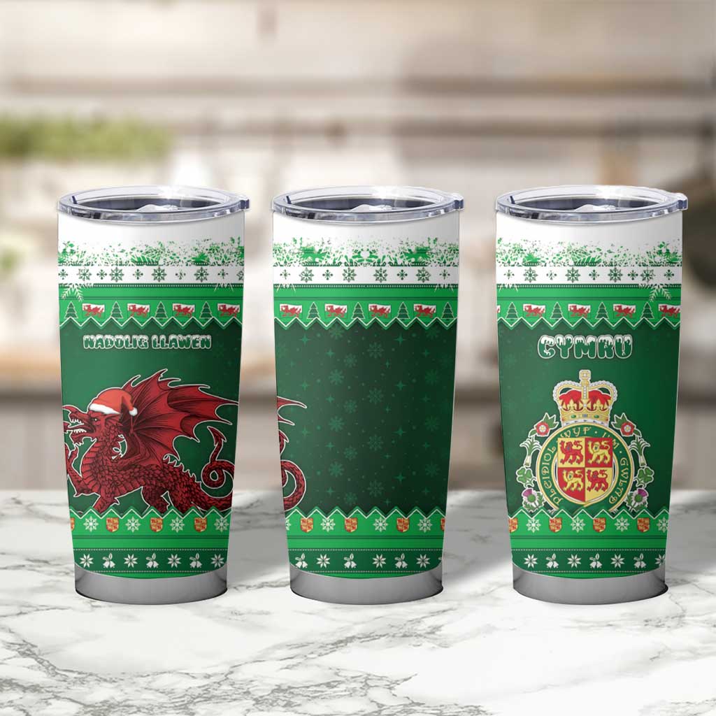 Wales Christmas Tumbler Cup Cymru Dragon Nadolig Llawen - Wonder Print Shop