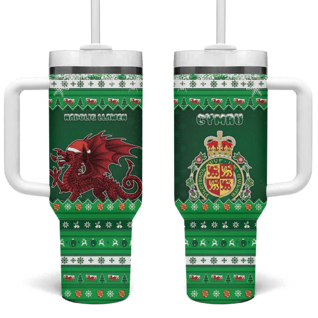 Wales Christmas Tumbler With Handle Cymru Dragon Nadolig Llawen - Wonder Print Shop