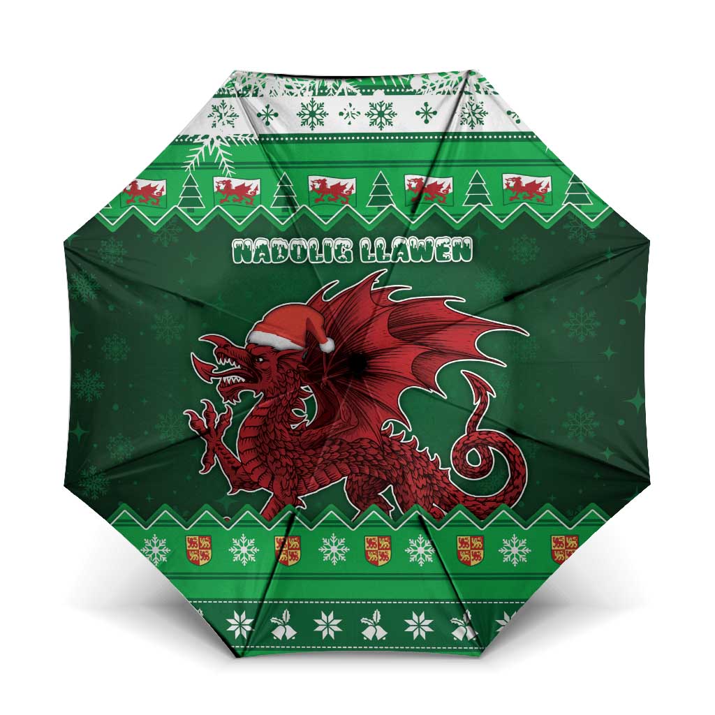 Wales Christmas Umbrella Cymru Dragon Nadolig Llawen - Wonder Print Shop