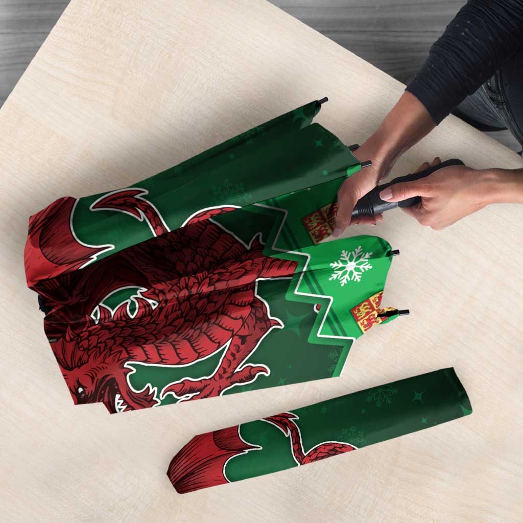 Wales Christmas Umbrella Cymru Dragon Nadolig Llawen - Wonder Print Shop