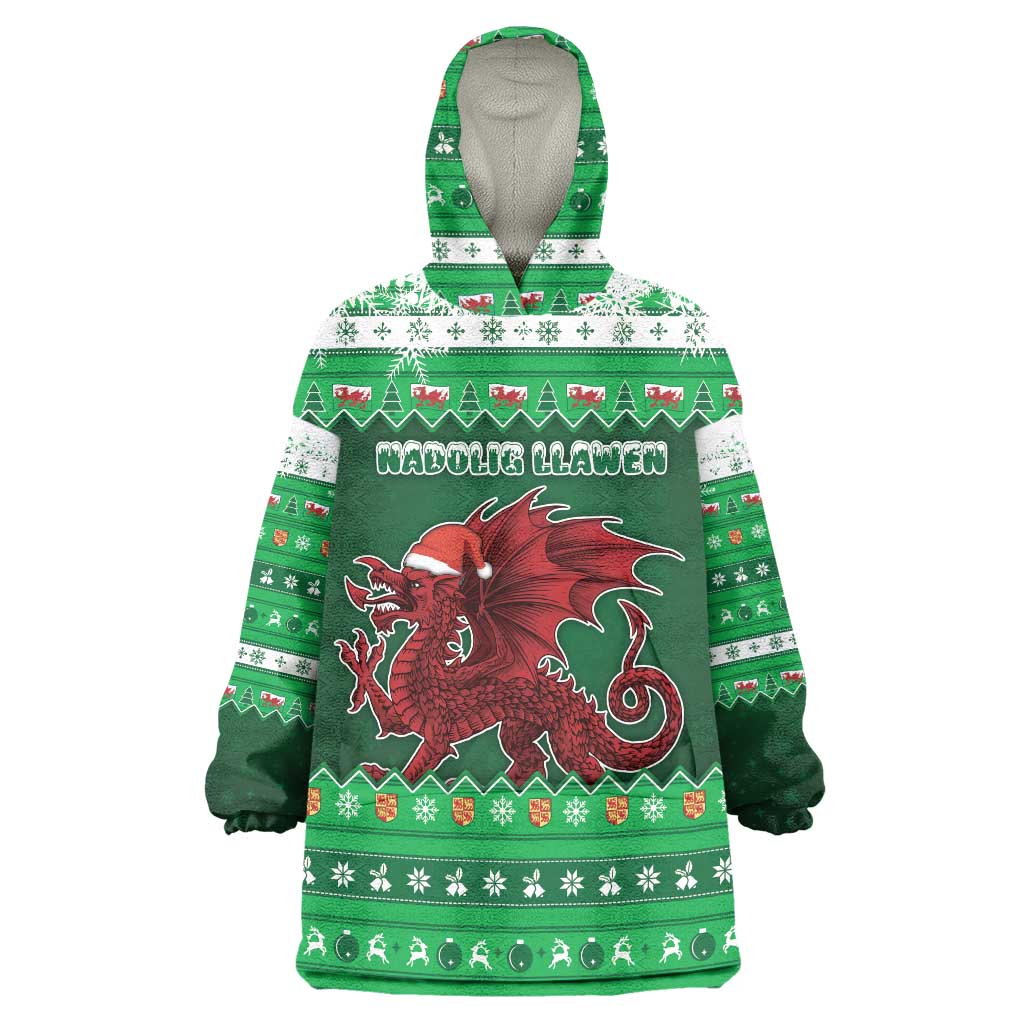 Wales Christmas Wearable Blanket Hoodie Cymru Dragon Nadolig Llawen - Wonder Print Shop