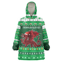 Wales Christmas Wearable Blanket Hoodie Cymru Dragon Nadolig Llawen - Wonder Print Shop