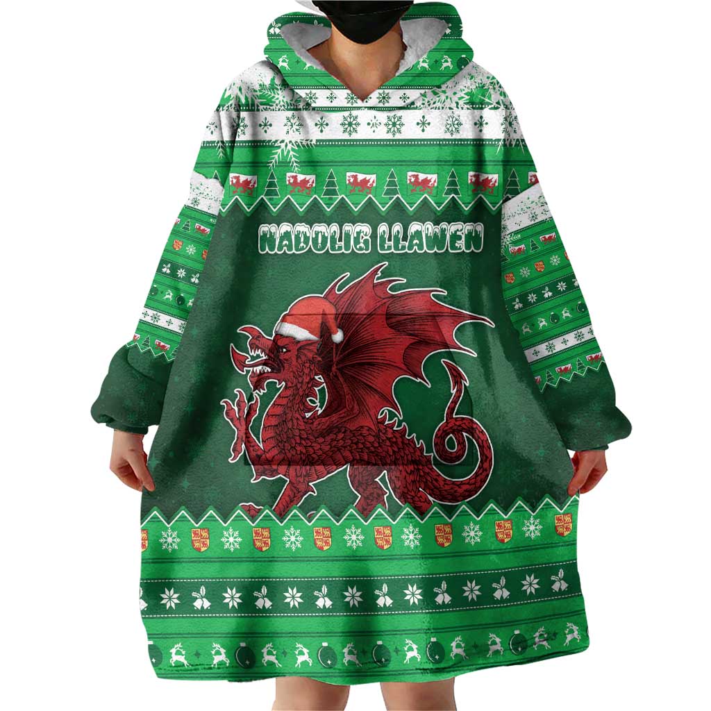 Wales Christmas Wearable Blanket Hoodie Cymru Dragon Nadolig Llawen - Wonder Print Shop