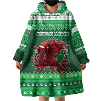Wales Christmas Wearable Blanket Hoodie Cymru Dragon Nadolig Llawen - Wonder Print Shop
